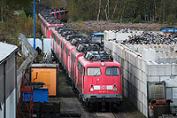 Ausgemusterte Lokomotiven der Baureihe 110 im Opladen bei der Firma Bender