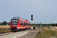 648 838 als erster Zug, RB21754, im Bahnhof Fehmarn Burg