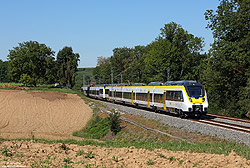Rund um Stuttgart werden die neuen Triebwagen mit einiger Verzögerung in Dienst gestellt. Am 9.9.2020 fährt der 8442 318 (Abnahme 4.9.2020) zwischen Nordheim und Lauffen als RB19223 nach Stuttgart Hbf. 