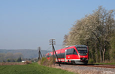 zwischen Bad Bodendorf und Remagen fährt der 643 011 als RB 12179 nach Bonn Hbf.