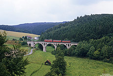 798 829 als E6445 Brilon Wald - Korbach auf der Uplandbahn auf dem Viadukt bei Rhena