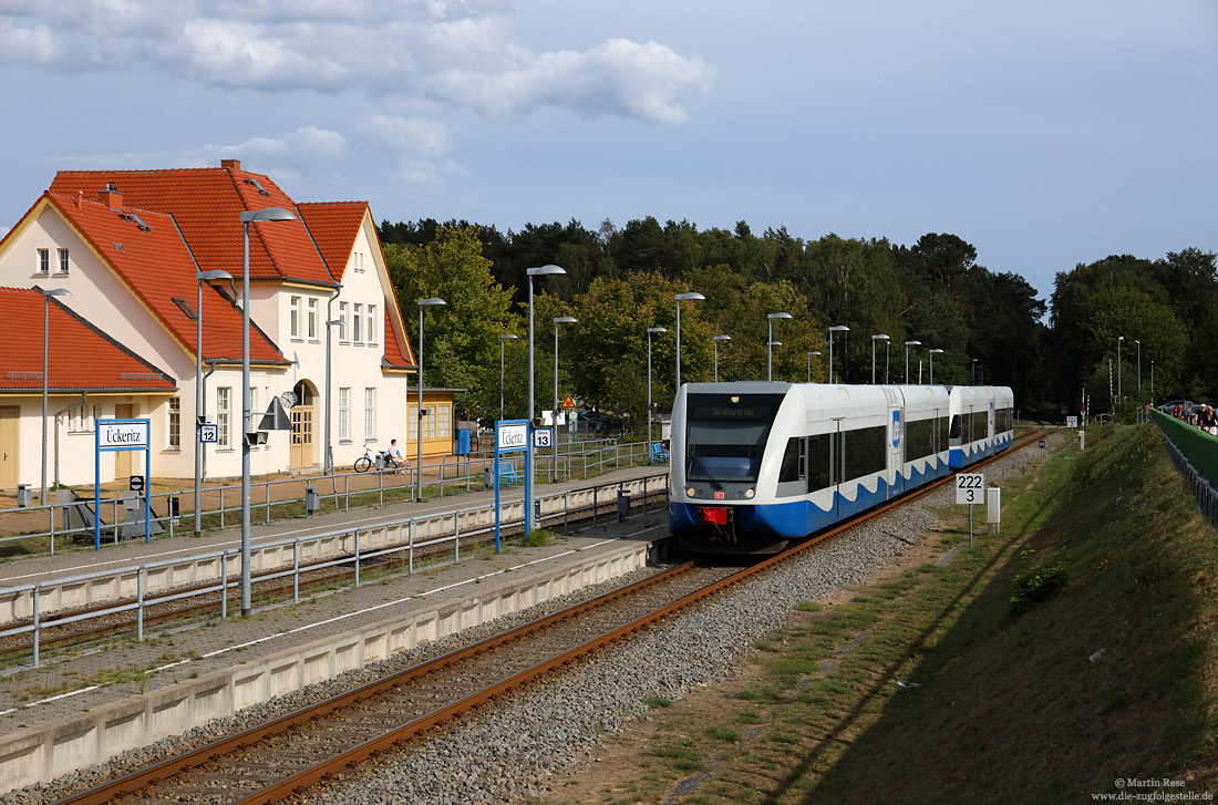 646 107 der UBB auf der Insel Usedom im Bahnhof Ückeritz