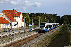 646 107 der UBB auf der Insel Usedom im Bahnhof Ückeritz