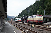 218 105 mit Überfürhrungsfahrt für das Kurhessenbahnfest 2012 in Brilon Wald