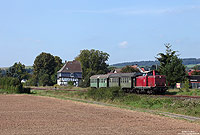 Auf dem Rückweg nach Frankenberg hat der Fotozug soeben den ehemaligen Bahnhof Rödenau passiert. 11.9.2015