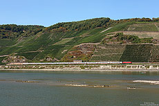 101 100 mit IC2026 bei Boppard auf der linken Rheinstrecke