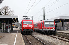 120 146 und 628 232 in Crailsheim mit IC2064