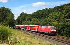 120 207 mit RE9 auf der Siegstrecke bei Etzbach