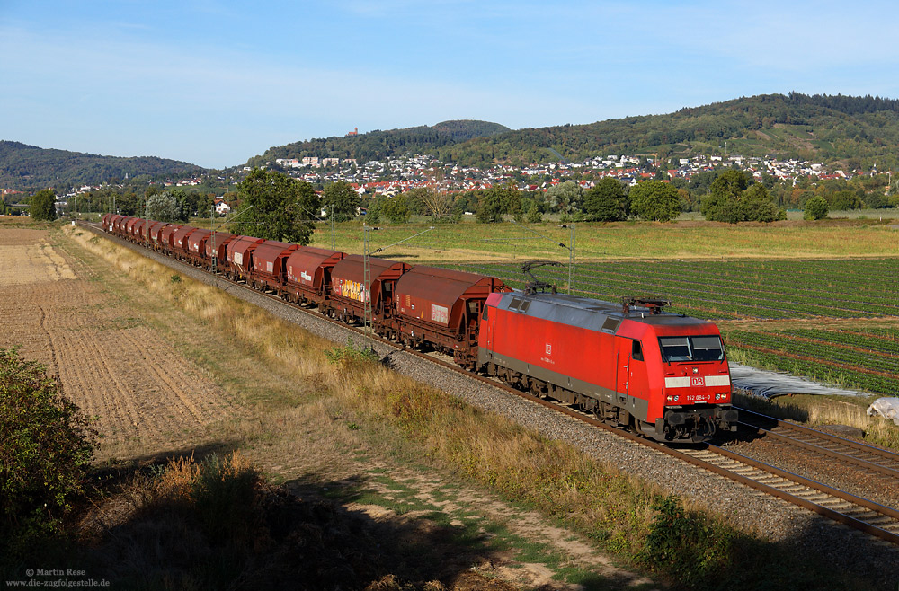 152 084 mit Kalizug 48240 bei Hirschberg Heddesheim auf der Main-Neckar-Bahn