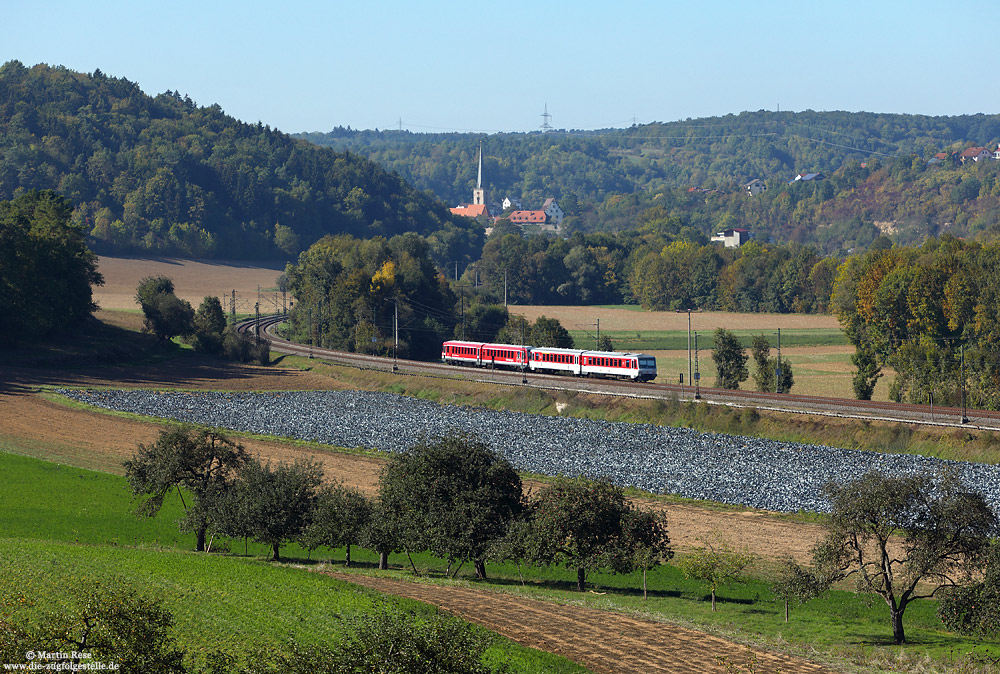 Sylt-Shuttle-Plus 628 512 im Einsatz bei der Westfrankenbahn zwischen Würzburg und Lauda bei Grünsfeld
