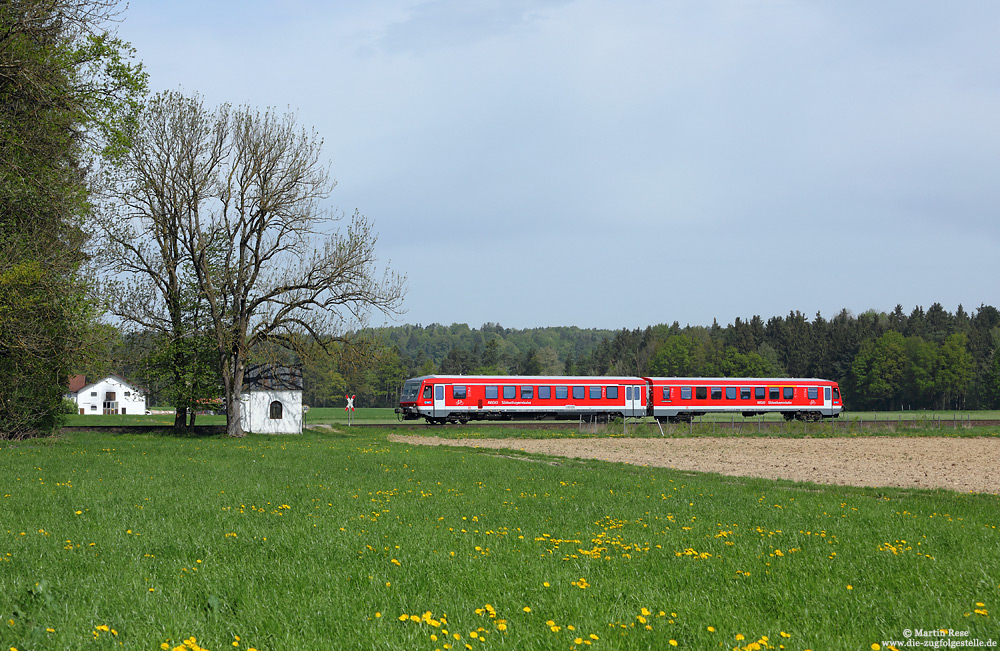 628 568 der Südostbayernbahn zwischen Burghausen und Pirach