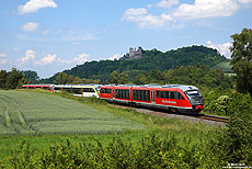 642 062 der Westfrankenbahn im Einsatz bei der Kurhessenbahn bei Volkmarsen, Zug zum Hessentag 2018