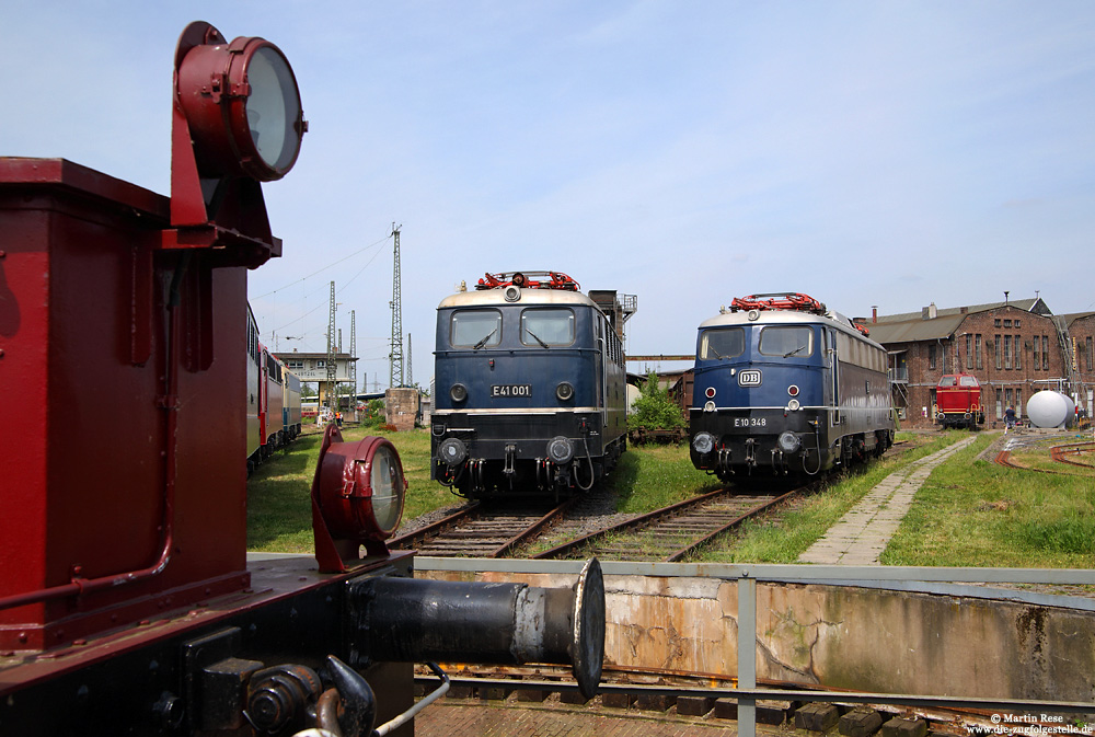 E41 001 und E10 348 auf dem Einheitsloktag des Vereins Baureihe E10 e.V. in Koblenz Lützel