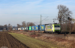 185 532 Captrain mit KV-Zug bei Brühl auf der linken Rheinstrecke