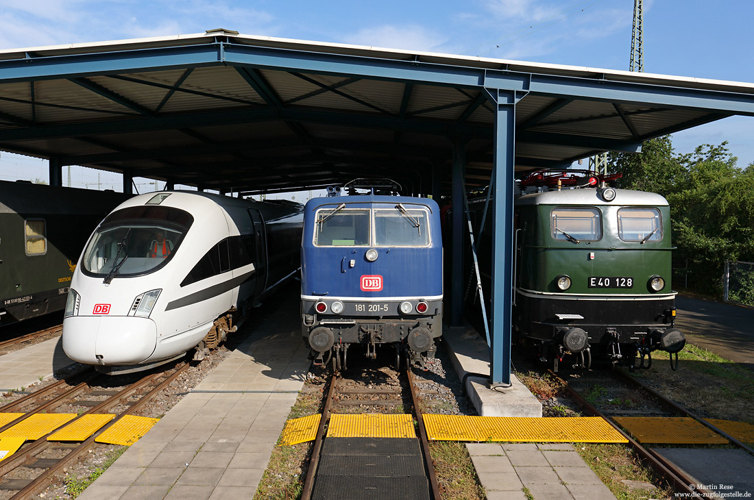 advanced TrainLab 605 017 neben 181 201 und E40 128 im DB-Museum in Koblenz Lützel