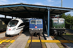advanced TrainLab 605 017 neben 181 201 und E40 128 im DB-Museum in Koblenz Lützel