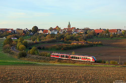 642 075 in der Kurve bei Kalchreuth auf der Gräfenbergbahn