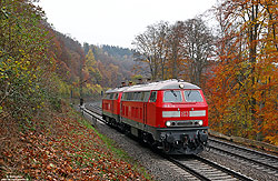 218 813 als Lz bei Guntershausen mit Herbstlaub