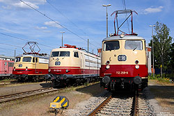 Lokparade mit 112 268, 103 224 und 112 309 des Unternehmens Train-Rental TRI im Bw Nürnberg Rbf