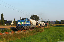 NIAG3 mit kurzem Güterzug auf der elekrifizierten Nebenbahn nach Xanten bei Rheinkamp