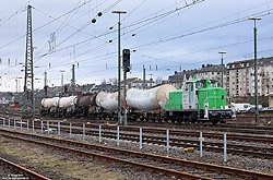 V60.01 der Salzburger Eisenbahn TransportLogistik GmbH SETG in grüner Lackierung in Hagen Gbf