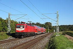 orientrote 112 159 mit WFL-Ersatzzug am ehemaligen Haltepunkt Rosenbach