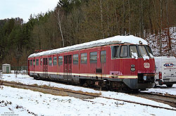Von der Baureihe 430 ist lediglich der 430 414 erhalten geblieben. Die Aufnahme vom 11.1.2017 zeigt den in der Eisenbahnerlebniswelt in Horb angestellten Triebkopf.
