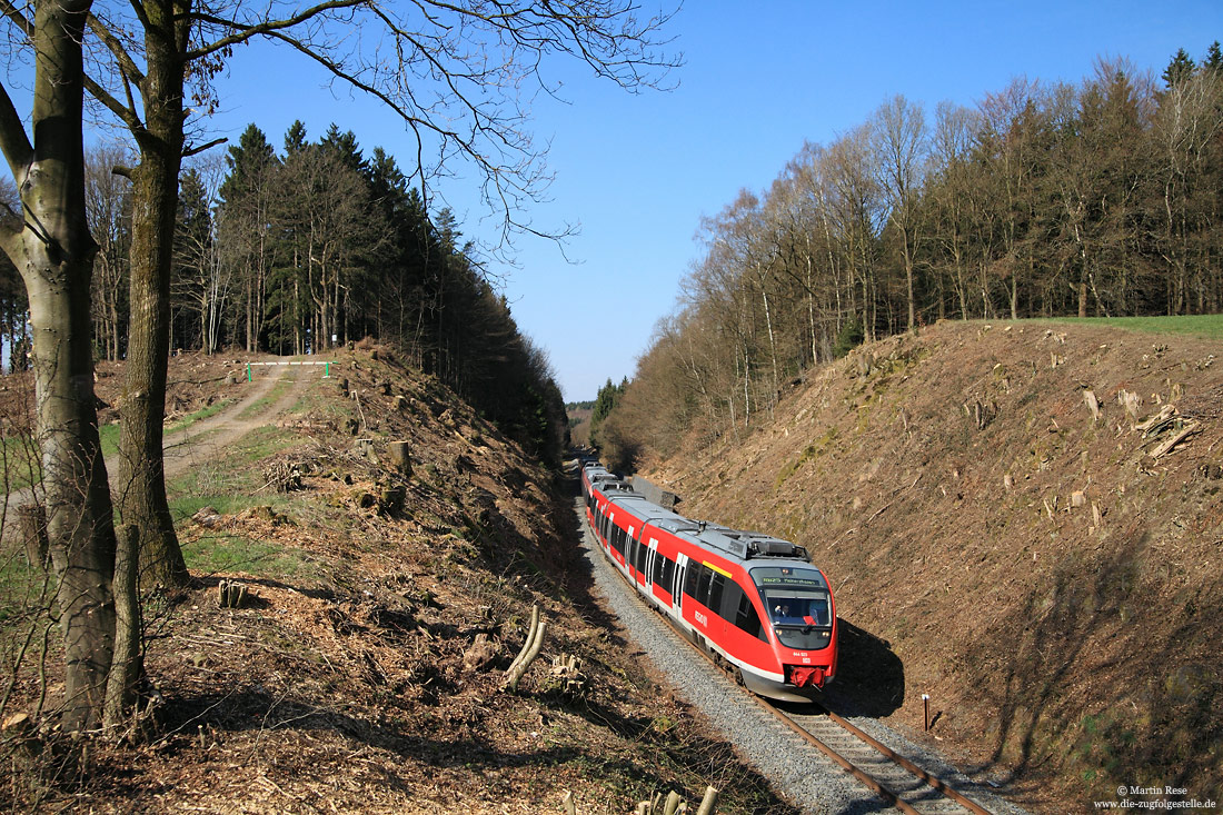 644 023 auf der reaktivierten Oberbergischen Bahn bei Güntenbecke