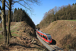 644 023 auf der reaktivierten Oberbergischen Bahn bei Güntenbecke