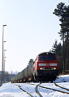In Mechernich West hat die 225 101 den Zug mit leeren Müllcontainern übernommen, um diesen nach Köln Eifeltor zu fahren. 25.2.2005