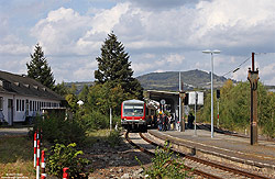 628 303 im Bahnhof Mayen Ost auf der Pellenz-Eifel-Bahn