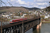 Moselweinbahn nach Traben Trarbach 628 648 auf der Moselbrücke in Bullay