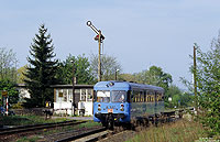 Esslinger Triebwagen VT407 auf der Wipperliesel im Bahnhof Klostermansfeld