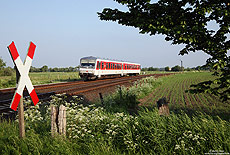 628 521 unterwegs als Sytshuttle Plus SSP1407 am Einfahrsignal von Risum Lindholm auf der Marschbahn