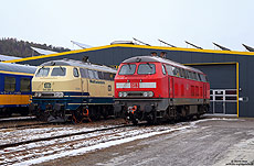 218 139 und 218 460 im Gelände der Eisenbahn-Erlebnis-Welten in Horb