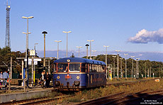 blauer T7 ex 798 816 der Prignitzer Eisenbahn im Bahnhof Rathenow