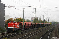 Lok 44 der WLE mit Güterzug aus Fc-Wagen in Münster Hbf