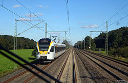 ET5.22 als ERB89984 zwischen Rheda-Wiedenbrück und Oelde mit Sonderbauart der Fahrleitung