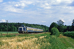 211 229 mit Umleiter D978 Frankfurt - Bielefeld auf der Sennebahn bei Hövelriege
