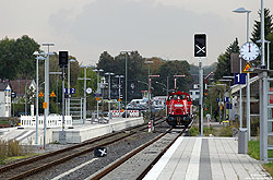 265 027 im Bahnhof Paderborn Nord mit neue Bahnsteige und Formsignale