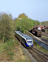 VT703 der Nordwestbahn bei der Einfahrt in Paderborn Nord
