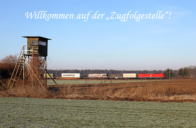 Am morgen des 22.2.2012 poltert eine unbekannte 185 mit einem KLV-Zug bei Friedrichstal (Baden) gen Norden.