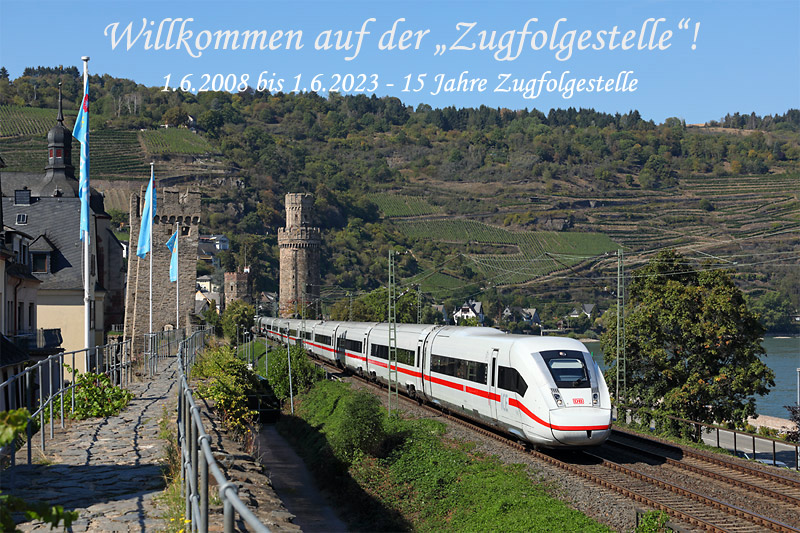 Die Rheintalstrecke ist immer für Überraschungen gut: Auf der Fahrt als Lr19782 von Köln-Nippes nach München Hbf passiert der 412 042 am 15.9.2020 den malerischen Ort Oberwesel.