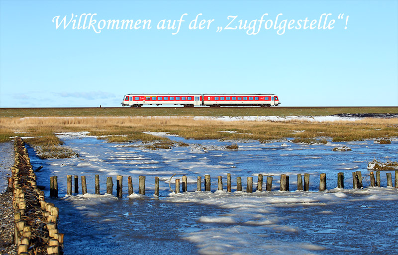 Kalt war es am 9.1.2016 im hohen Norden, als mir auf dem Hindenburgdamm der 628 502 als SSP1428 Niebüll – Westerland vor die Linse fuhr. 