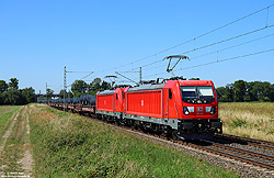 187 129 mit Andernacher Stahlzug bei Bornheim