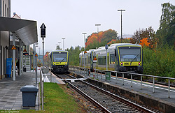 VT650 718 und VT750 722 von Agilis im ehemaligen Rehau auf der Strecke Oberkotzau - Selb Stadt