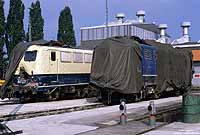 110 104 und 140 633 mit Unfallschaden abgestellt im Bw Kaiserslautern