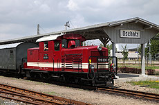 199 030 der Döllnitztalbahn im Bahnhof Oschatz