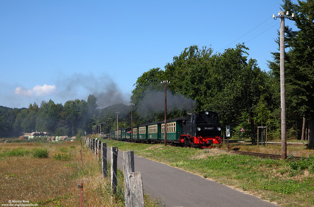 99 4802 der RÜBB bei Sellin Ost auf Rügen